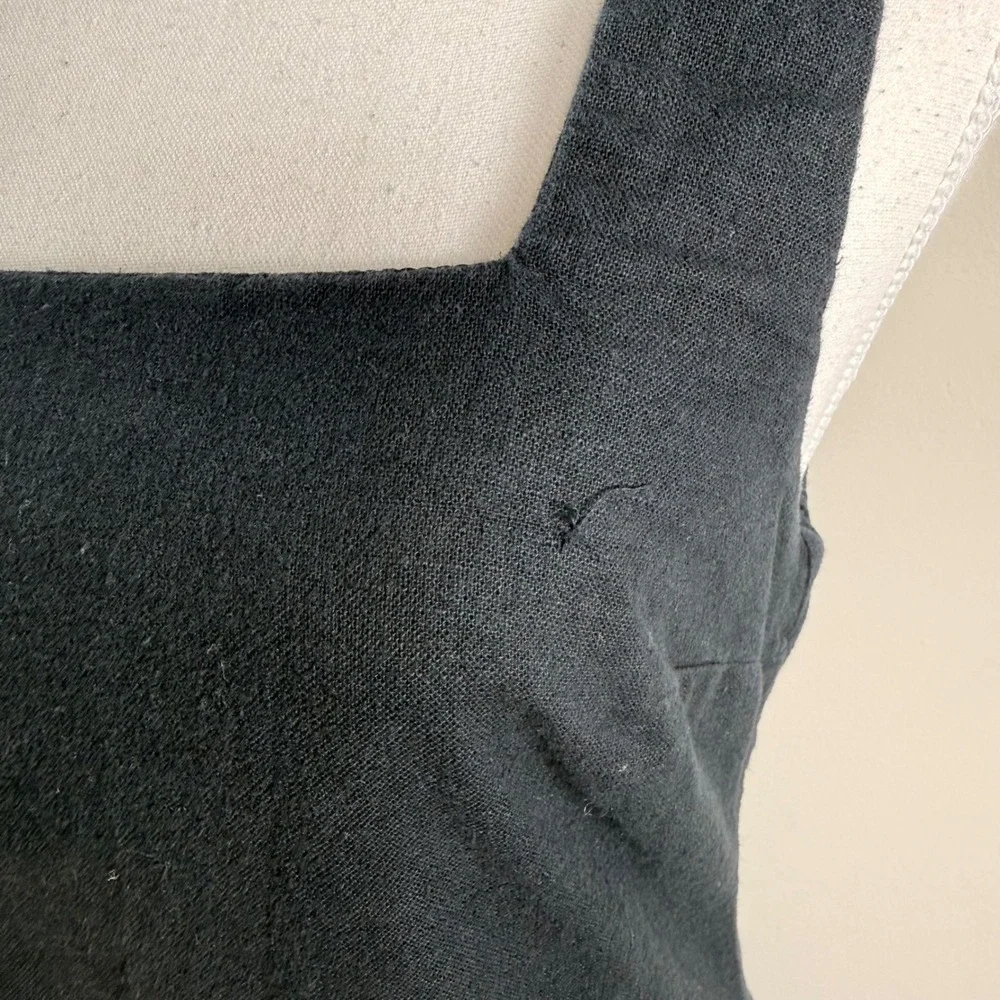 Abercrombie & Fitch Black Linen Blend Square Neck Shift Maxi Dress Sleeveless Sm - Picture 8 of 15